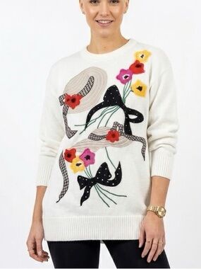 Vintage 80s IB Diffusion Oversized Patchwork Knit Sweater (Medium)